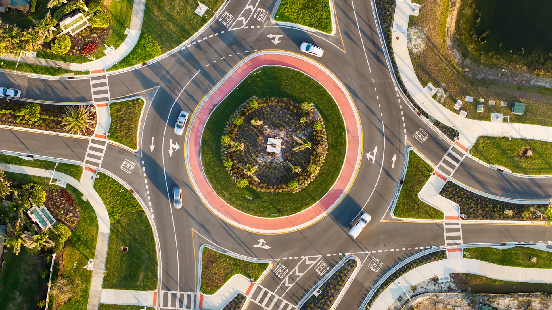 A roundabout seen from above